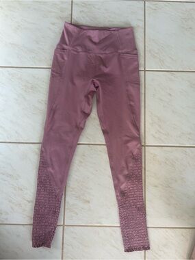 FP Movement by Free People Mauve High-Rise Leggings with Smocked Ankles